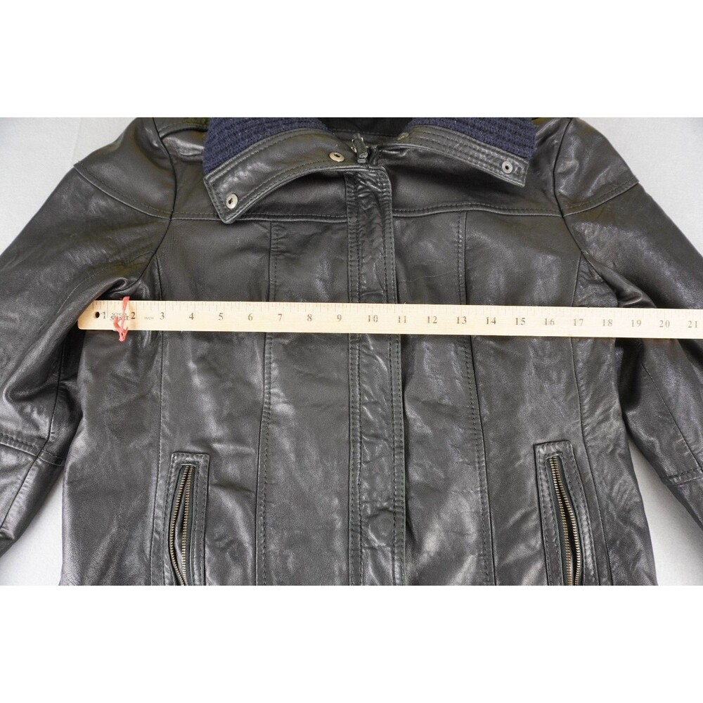 Vintage Eddie Bauer Soft Lamb Leather Full Zip Bomber Jacket Womens Large Black - Picture 5 of 14